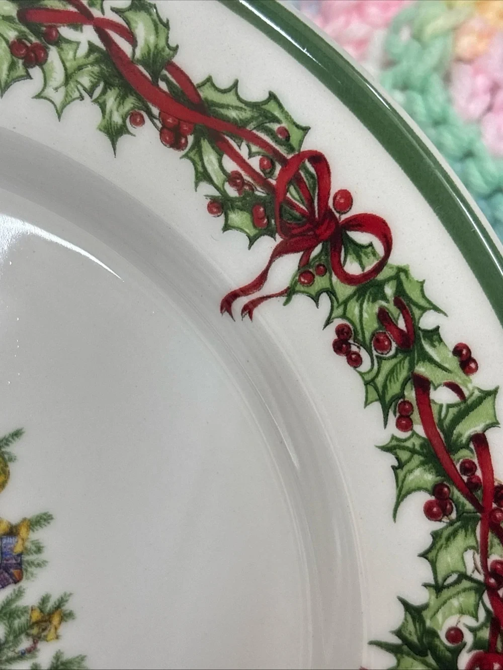 Christopher Radko set of 8 holiday celebrations Christmas tree salad plates